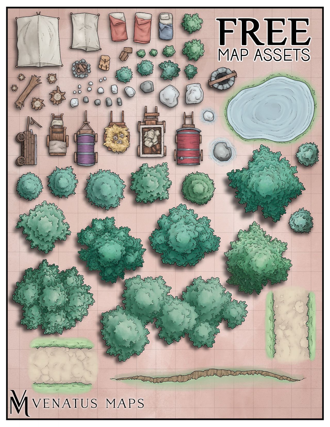 forest map dnd, carte de JDR fantasy (1280×1656 pixels) — battlemap pour Roll20 et Foundry VTT.