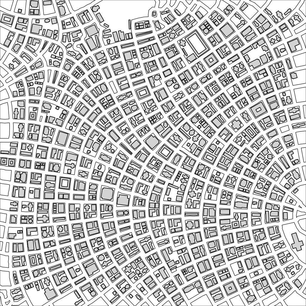 futuristic city map, carte de JDR science-fiction (1024×1024 pixels) — battlemap pour Roll20 et Foundry VTT.