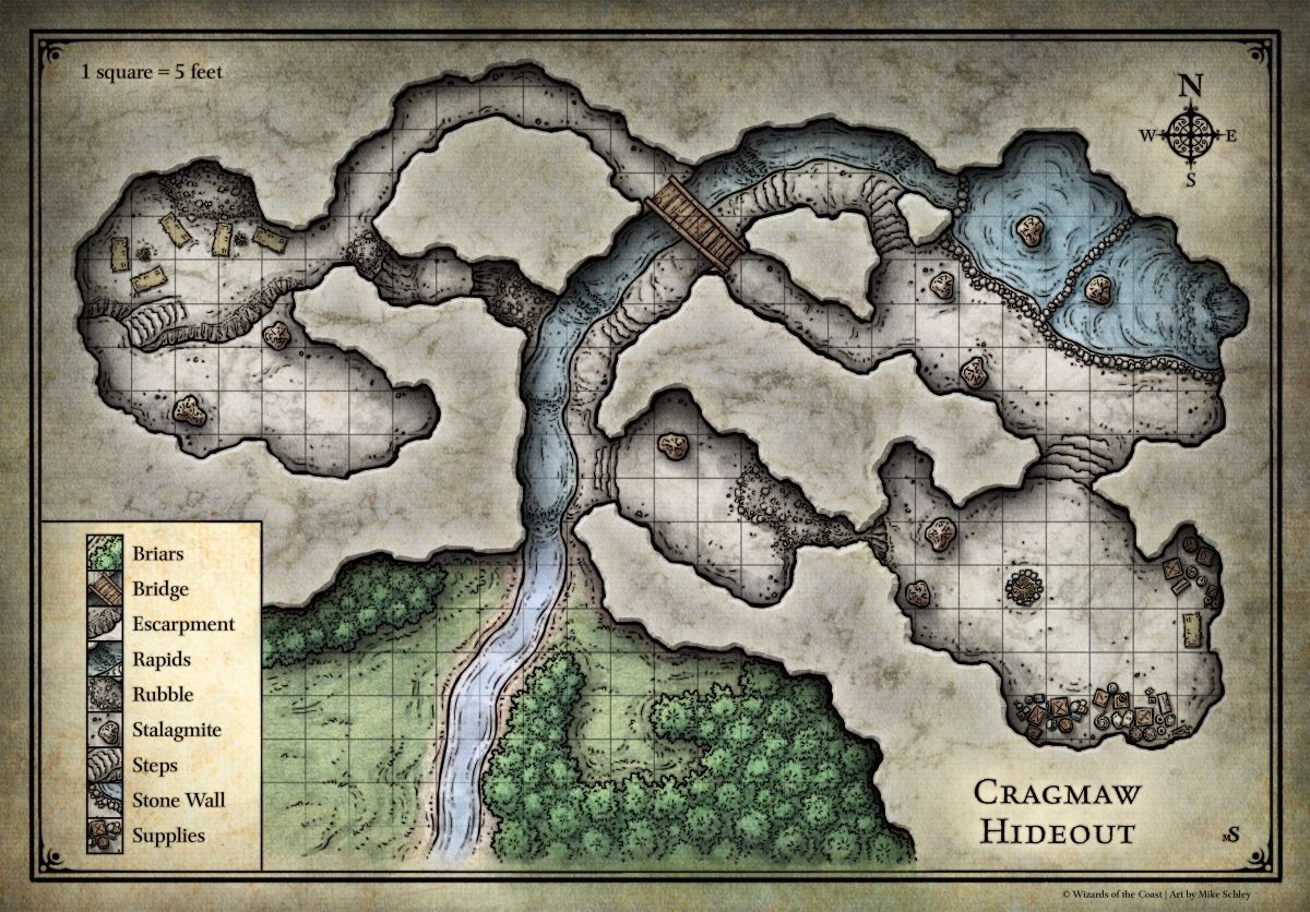 goblin lair map, carte de JDR fantasy (1200×836 pixels) — battlemap pour Roll20 et Foundry VTT.