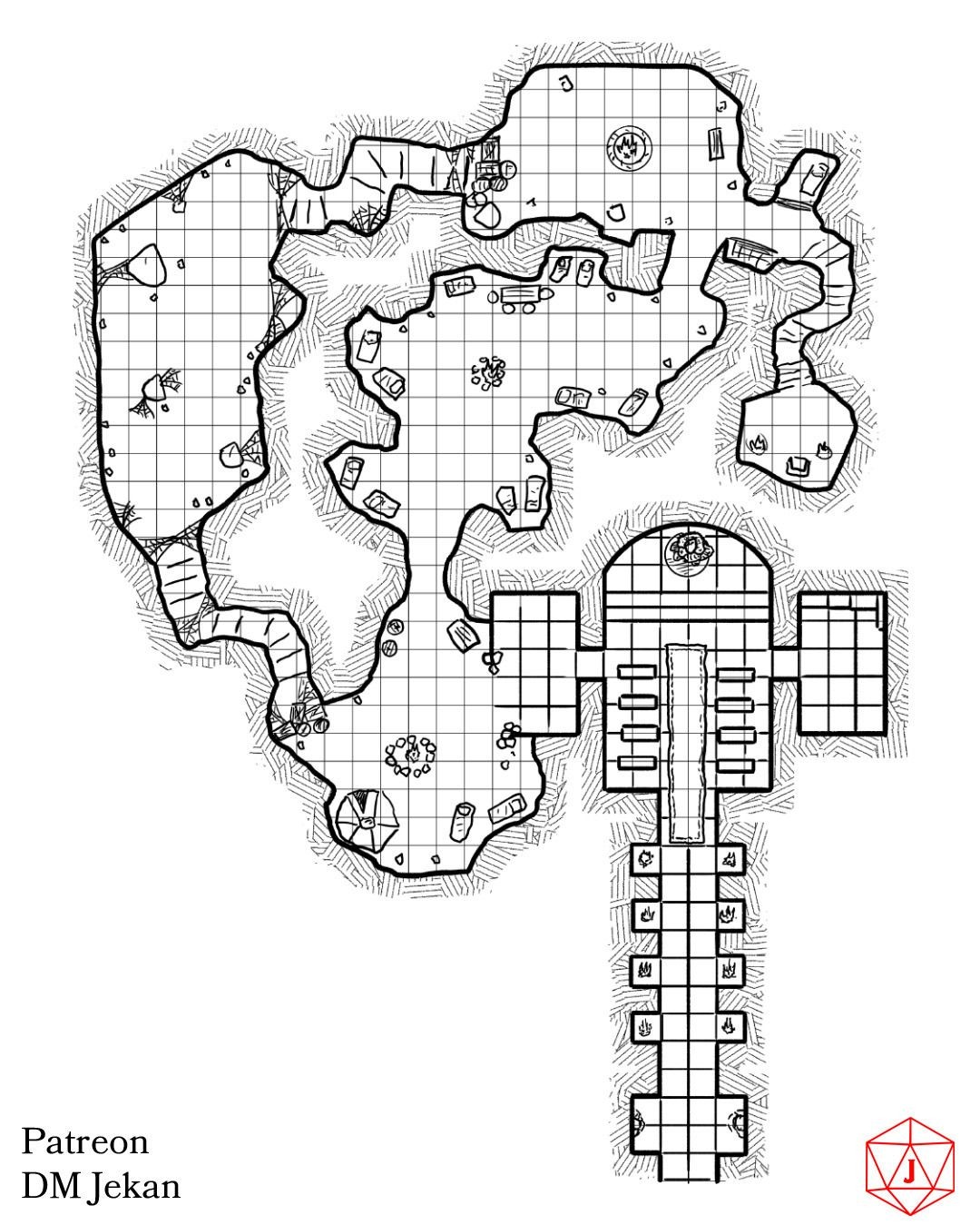 goblin lair map, carte de JDR fantasy (1080×1349 pixels) — battlemap pour Roll20 et Foundry VTT.