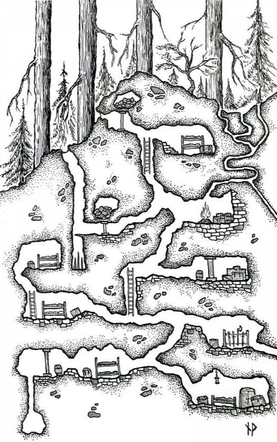 goblin lair map, carte de JDR fantasy (552×878 pixels) — battlemap pour Roll20 et Foundry VTT.