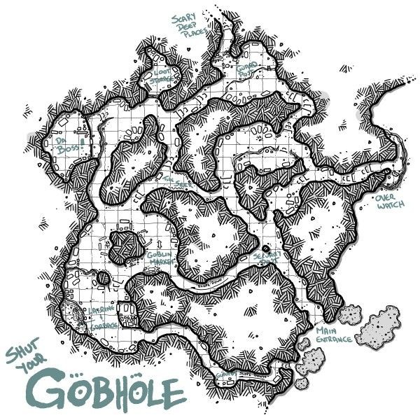 goblin lair map, carte de JDR fantasy (600×600 pixels) — battlemap pour Roll20 et Foundry VTT.