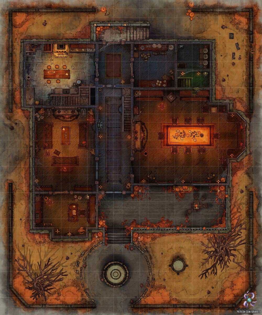 haunted mansion map dnd, carte de JDR fantasy (1000×1200 pixels) — battlemap pour Roll20 et Foundry VTT.
