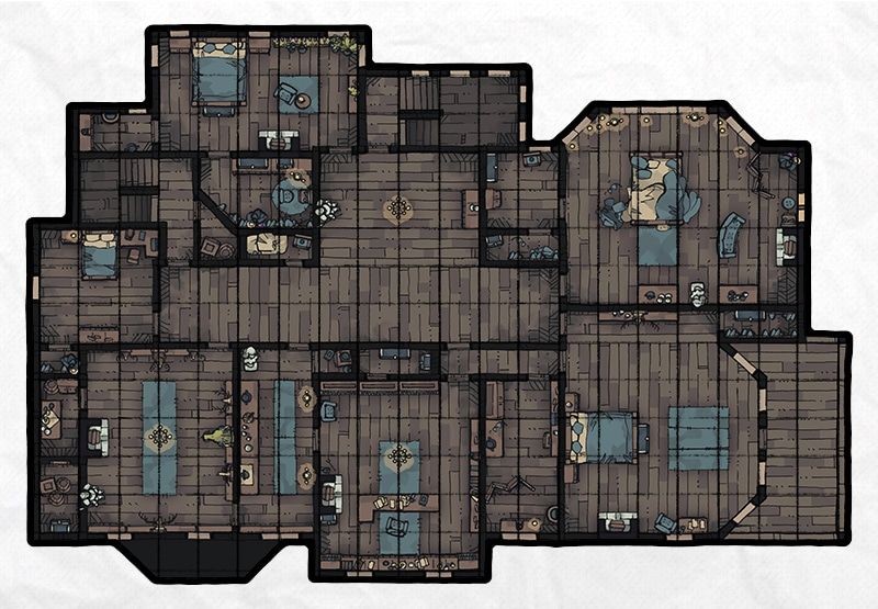 haunted mansion map dnd, carte de JDR fantasy (800×555 pixels) — battlemap pour Roll20 et Foundry VTT.