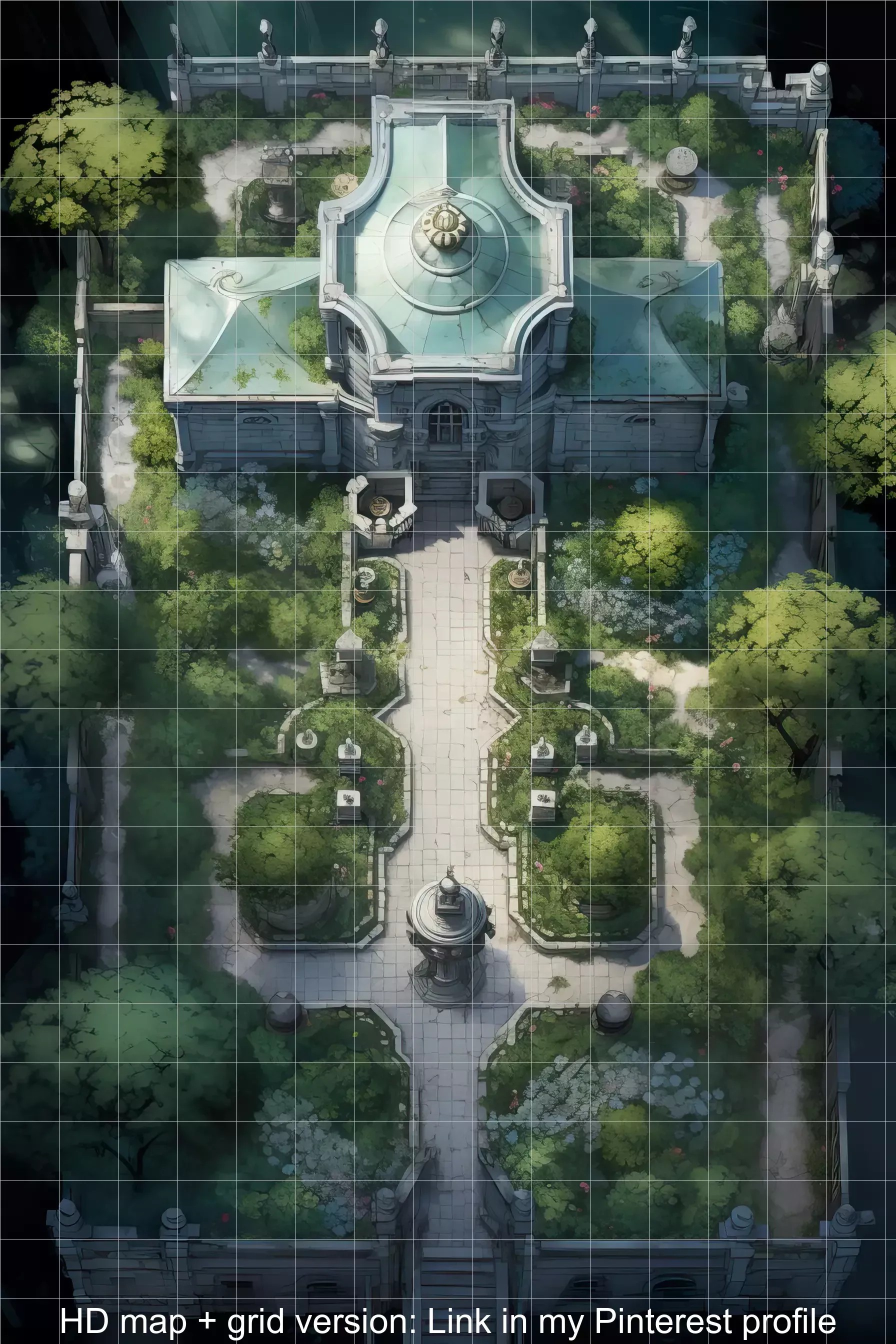 haunted mansion map dnd, carte de JDR fantasy (1792×2688 pixels) — battlemap pour Roll20 et Foundry VTT.