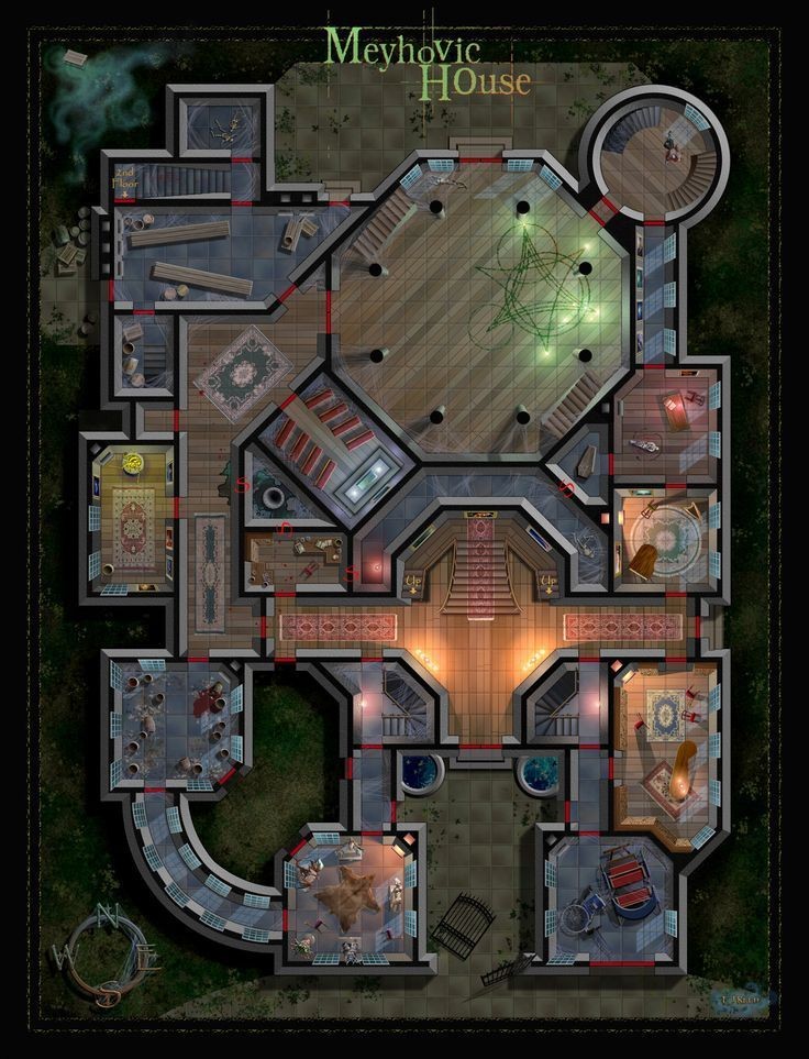haunted mansion map dnd, carte de JDR fantasy (736×963 pixels) — battlemap pour Roll20 et Foundry VTT.