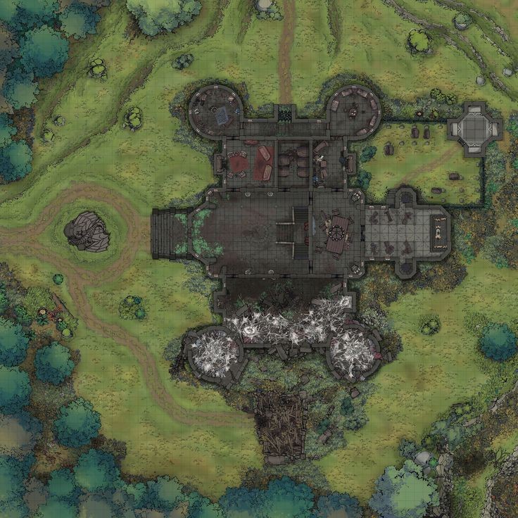 haunted mansion map dnd, carte de JDR fantasy (736×736 pixels) — battlemap pour Roll20 et Foundry VTT.