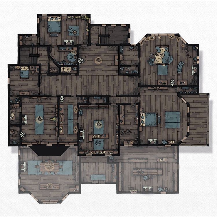 haunted mansion map dnd, carte de JDR fantasy (750×750 pixels) — battlemap pour Roll20 et Foundry VTT.