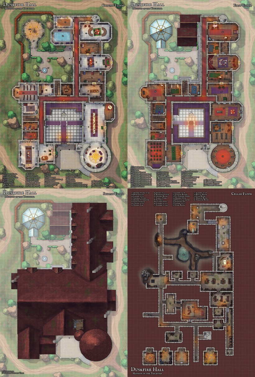 haunted mansion map dnd, carte de JDR fantasy (820×1210 pixels) — battlemap pour Roll20 et Foundry VTT.