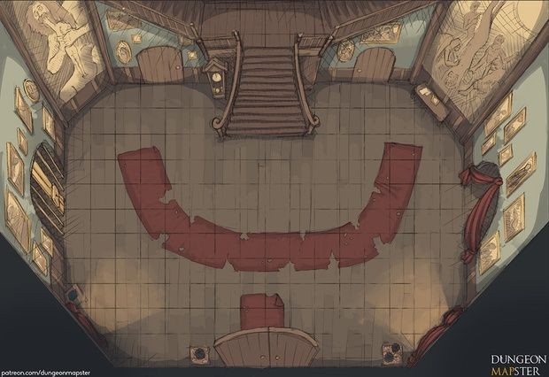 haunted mansion map dnd, carte de JDR fantasy (620×426 pixels) — battlemap pour Roll20 et Foundry VTT.