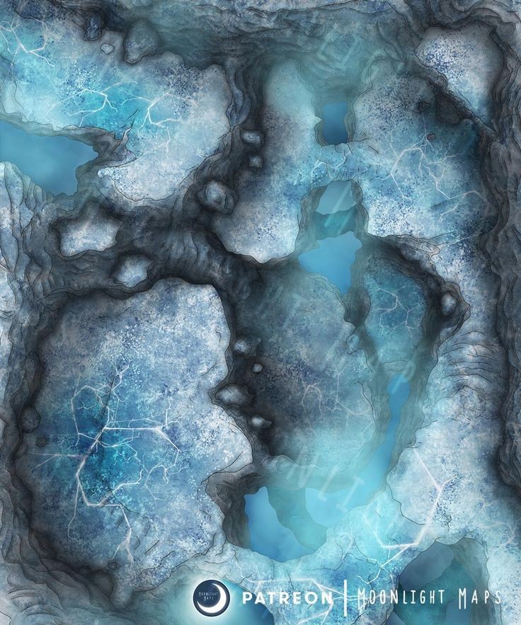 ice cavern map dnd, carte de JDR fantasy (736×883 pixels) — battlemap pour Roll20 et Foundry VTT.