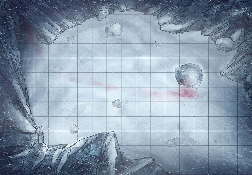ice cavern map dnd, carte de JDR fantasy (866×600 pixels) — battlemap pour Roll20 et Foundry VTT.