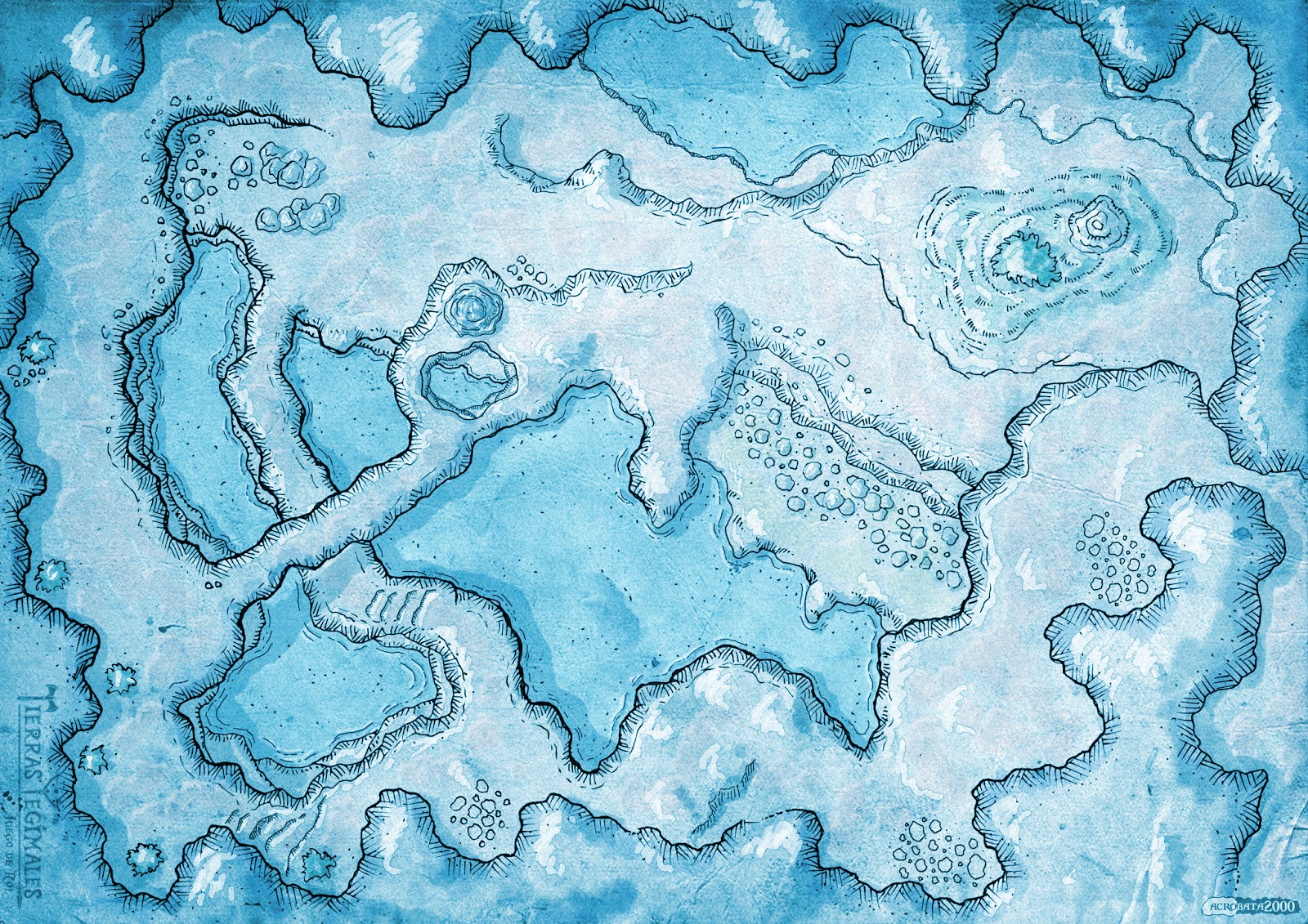 ice cavern map dnd, carte de JDR fantasy (1600×1131 pixels) — battlemap pour Roll20 et Foundry VTT.