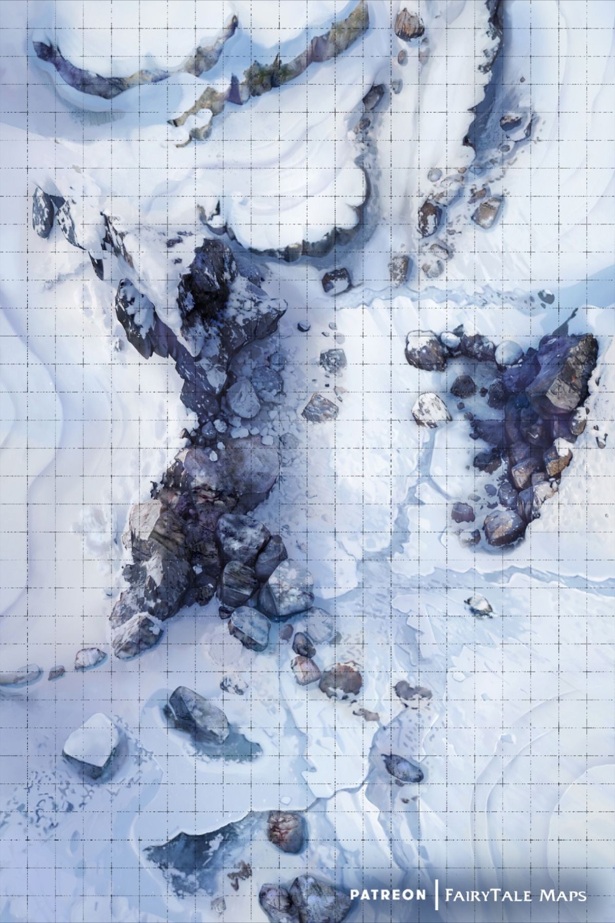 ice cavern map dnd, carte de JDR fantasy (1200×1800 pixels) — battlemap pour Roll20 et Foundry VTT.