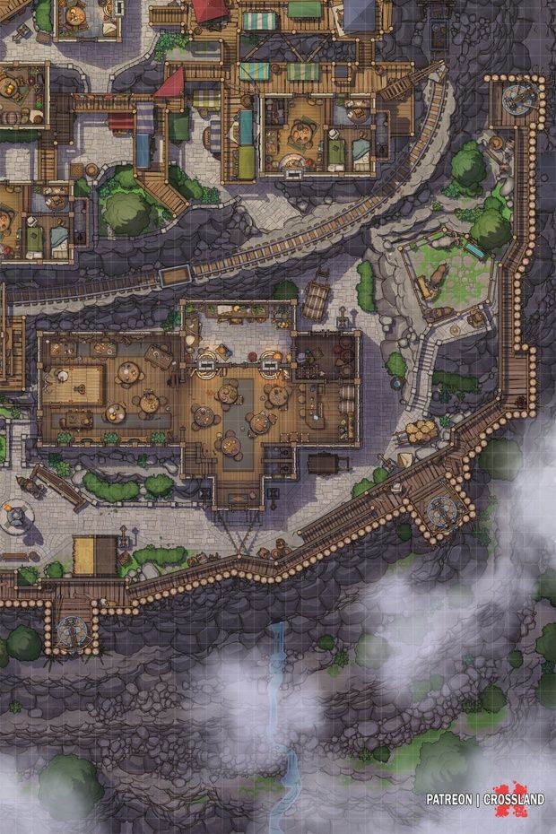 inn map dnd, carte de JDR fantasy (620×930 pixels) — battlemap pour Roll20 et Foundry VTT.
