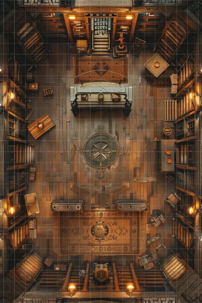 library map dnd, carte de JDR fantasy (800×1200 pixels) — battlemap pour Roll20 et Foundry VTT.