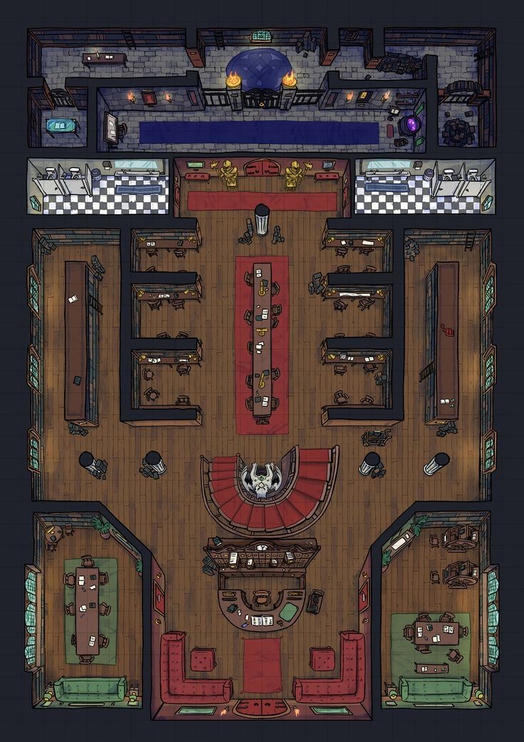 library map dnd, carte de JDR fantasy (736×1042 pixels) — battlemap pour Roll20 et Foundry VTT.