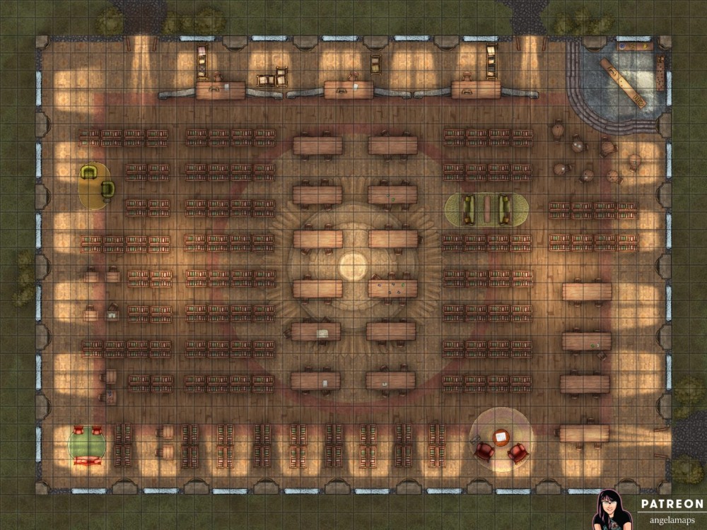 library map dnd, carte de JDR fantasy (1000×750 pixels) — battlemap pour Roll20 et Foundry VTT.