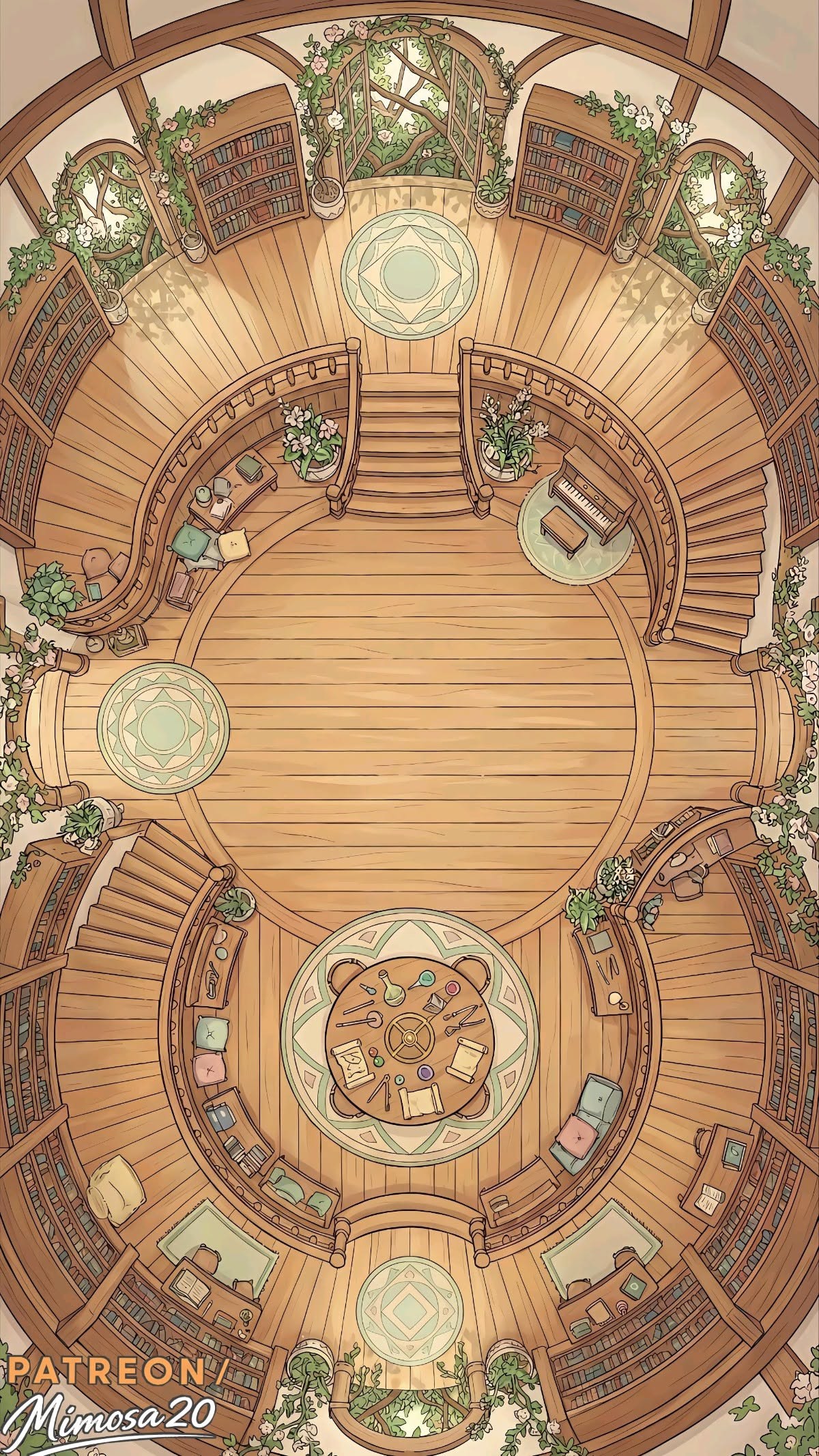 library map dnd, carte de JDR fantasy (1200×2133 pixels) — battlemap pour Roll20 et Foundry VTT.