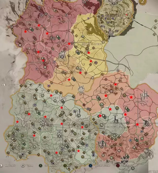 mad max road map, carte de JDR post-apocalyptique (640×700 pixels) — battlemap pour Roll20 et Foundry VTT.