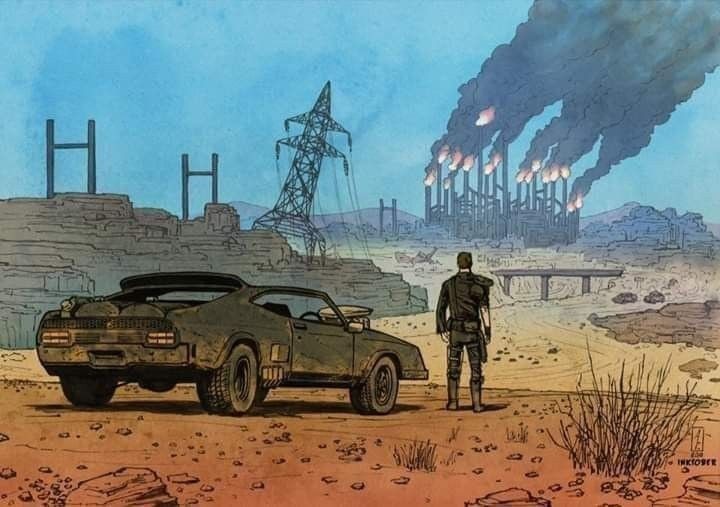 mad max road map, carte de JDR post-apocalyptique (720×507 pixels) — battlemap pour Roll20 et Foundry VTT.