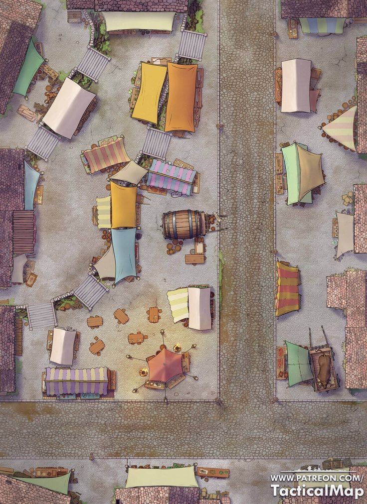 marketplace map dnd, carte de JDR fantasy (736×1012 pixels) — battlemap pour Roll20 et Foundry VTT.