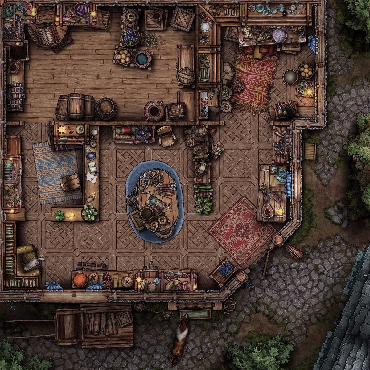 marketplace map dnd, carte de JDR fantasy (1200×1200 pixels) — battlemap pour Roll20 et Foundry VTT.