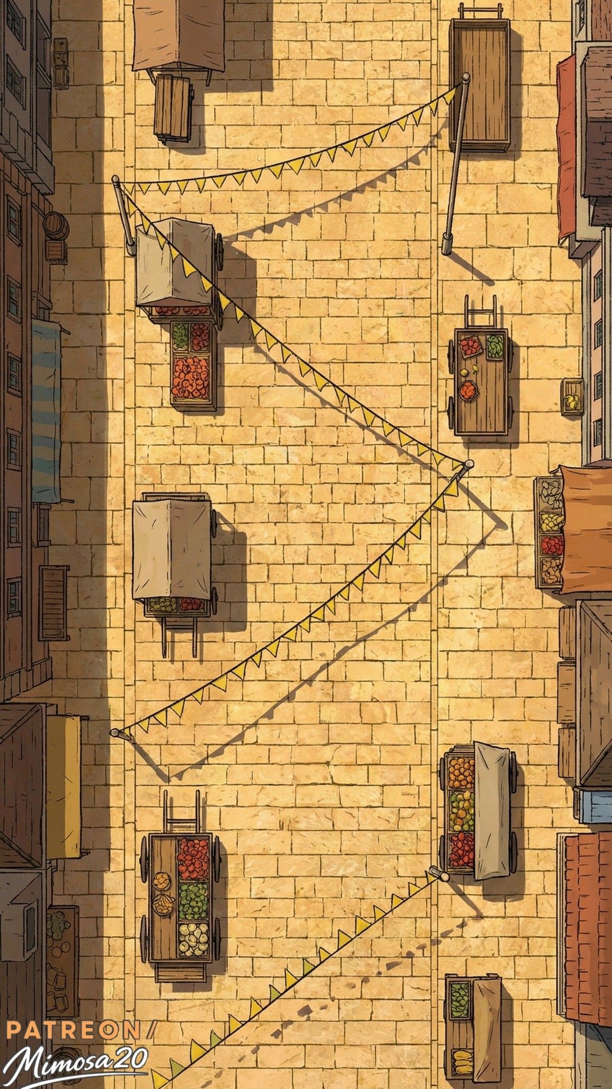 marketplace map dnd, carte de JDR fantasy (1200×2133 pixels) — battlemap pour Roll20 et Foundry VTT.