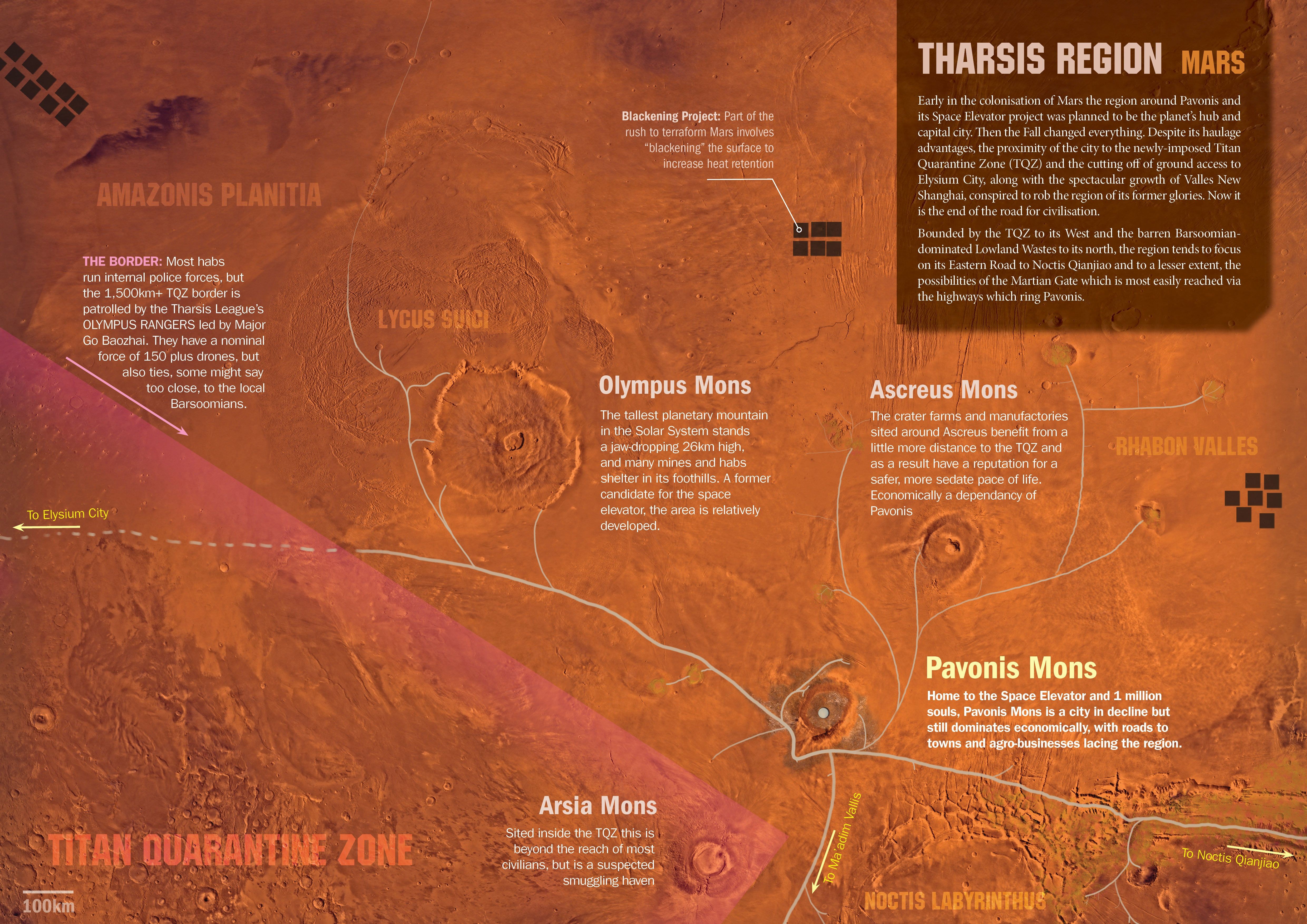 mars colony map, carte de JDR science-fiction (4961×3508 pixels) — battlemap pour Roll20 et Foundry VTT.