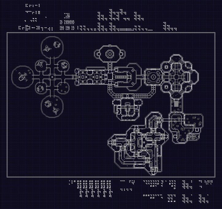 mech bay map, carte de JDR science-fiction (724×681 pixels) — battlemap pour Roll20 et Foundry VTT.