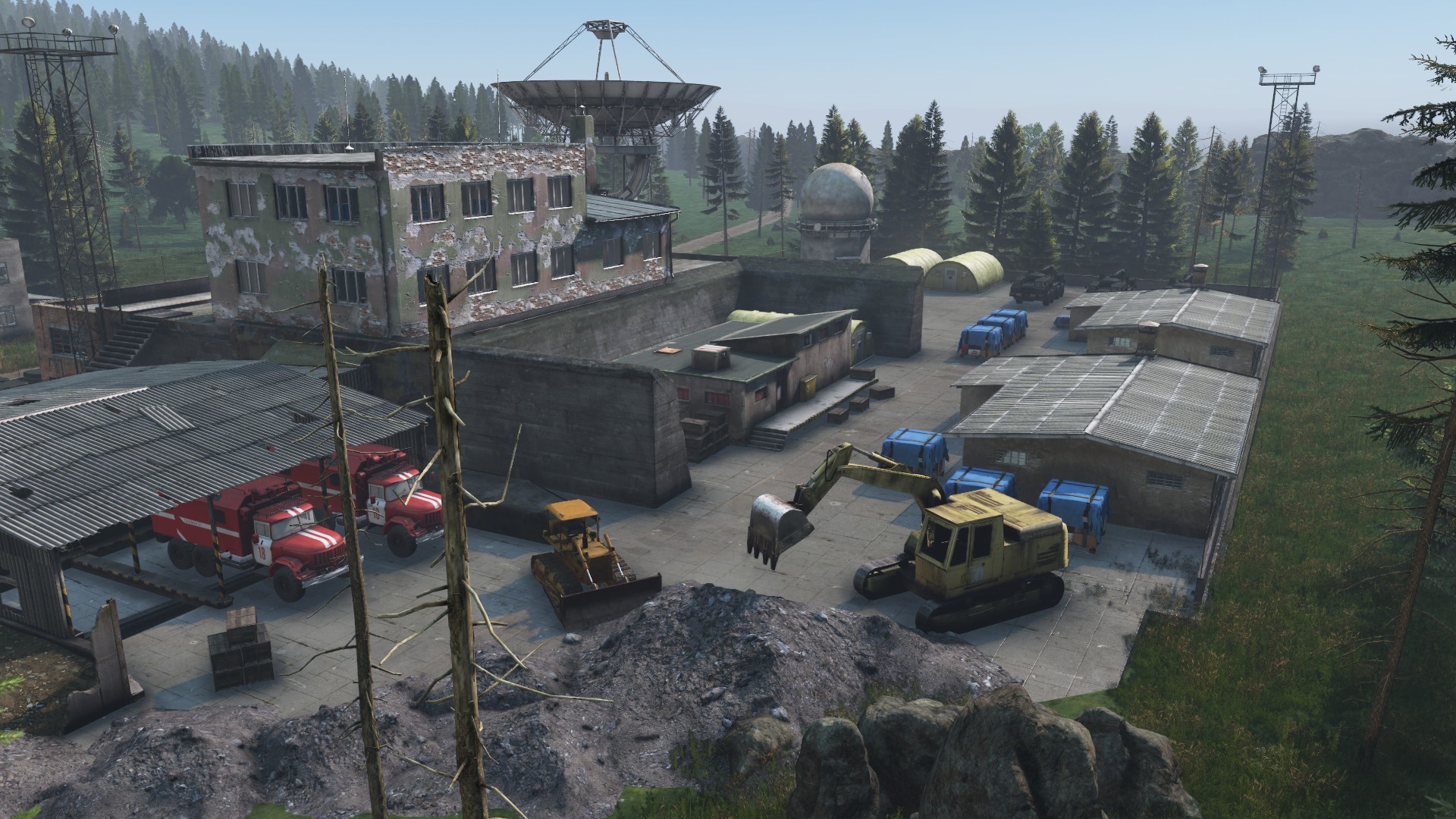 military base map, carte de JDR moderne (1920×1080 pixels) — battlemap pour Roll20 et Foundry VTT.