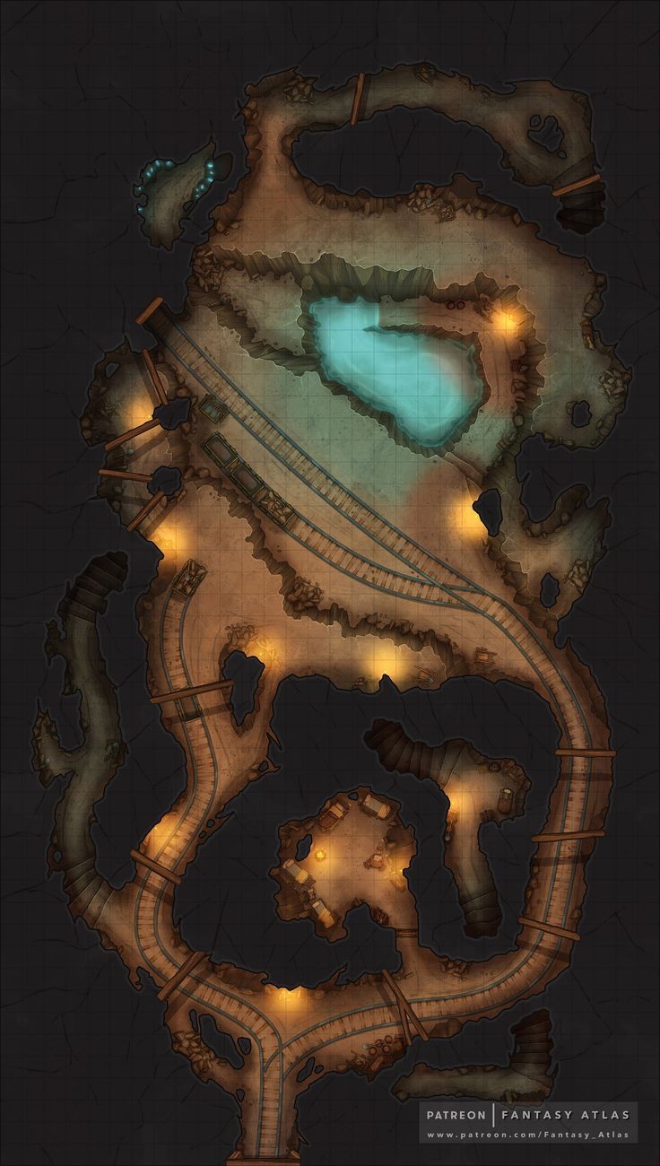 mine map dnd, carte de JDR fantasy (736×1300 pixels) — battlemap pour Roll20 et Foundry VTT.