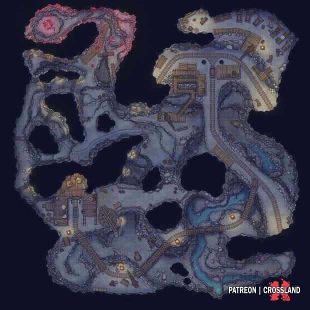 mine map dnd, carte de JDR fantasy (620×620 pixels) — battlemap pour Roll20 et Foundry VTT.