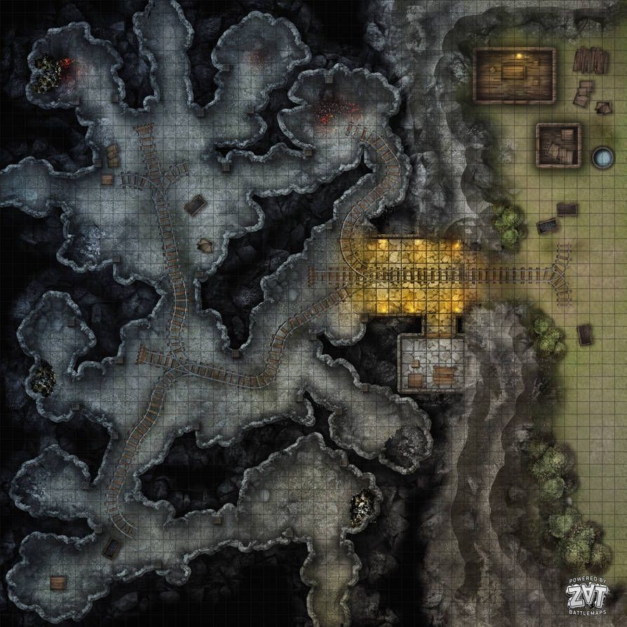 mine map dnd, carte de JDR fantasy (894×894 pixels) — battlemap pour Roll20 et Foundry VTT.