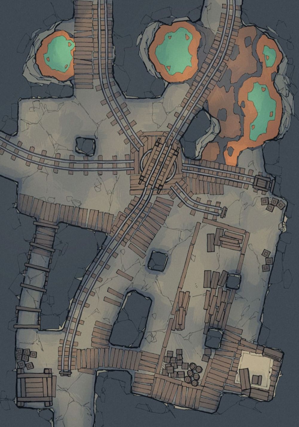 mine map dnd, carte de JDR fantasy (1000×1428 pixels) — battlemap pour Roll20 et Foundry VTT.