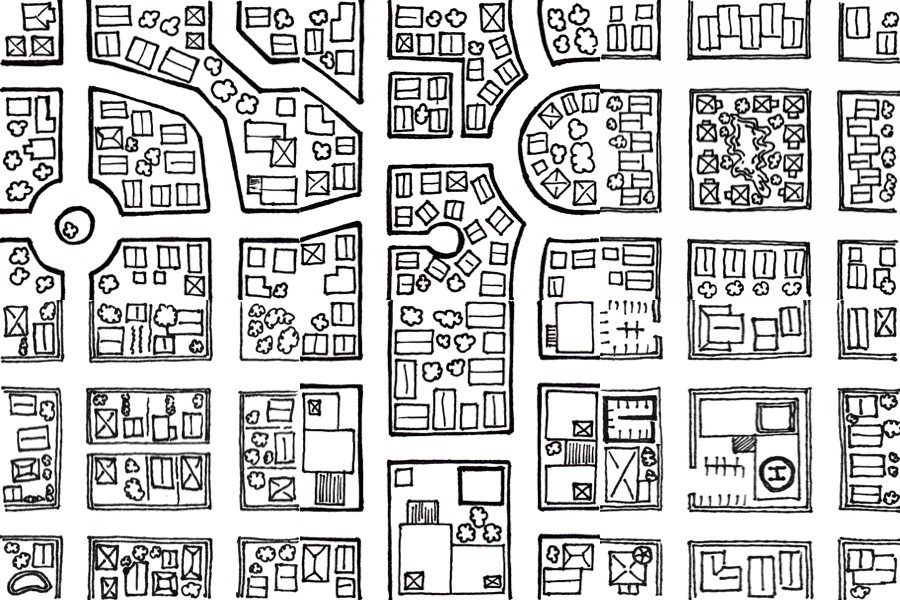 modern alley map, carte de JDR moderne (900×600 pixels) — battlemap pour Roll20 et Foundry VTT.