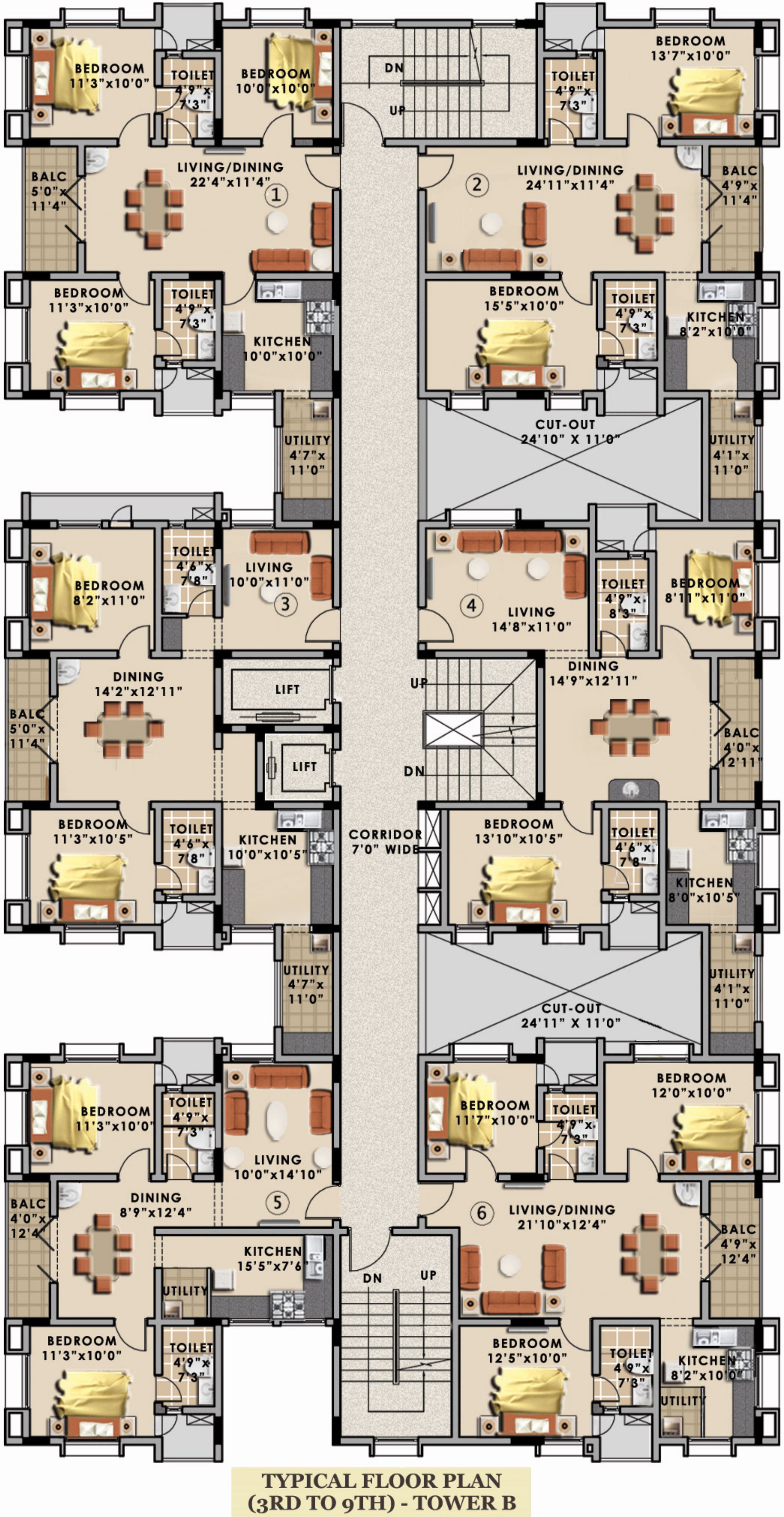 modern apartment map, carte de JDR moderne (2432×4704 pixels) — battlemap pour Roll20 et Foundry VTT.