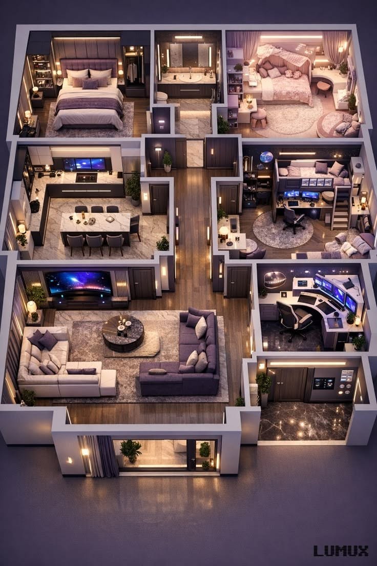 modern apartment map, carte de JDR moderne (736×1104 pixels) — battlemap pour Roll20 et Foundry VTT.
