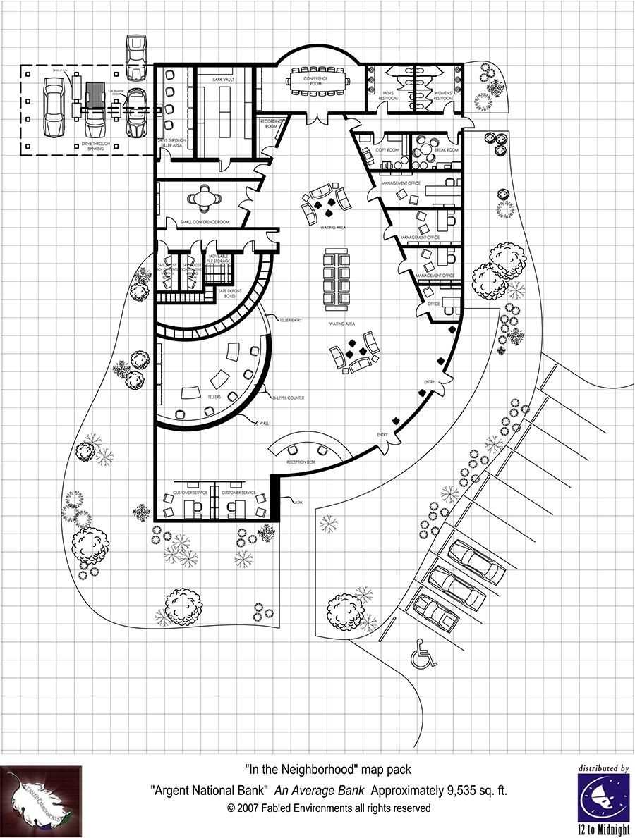 modern bank map, carte de JDR moderne (900×1189 pixels) — battlemap pour Roll20 et Foundry VTT.