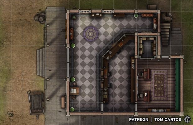 modern bank map, carte de JDR moderne (620×401 pixels) — battlemap pour Roll20 et Foundry VTT.
