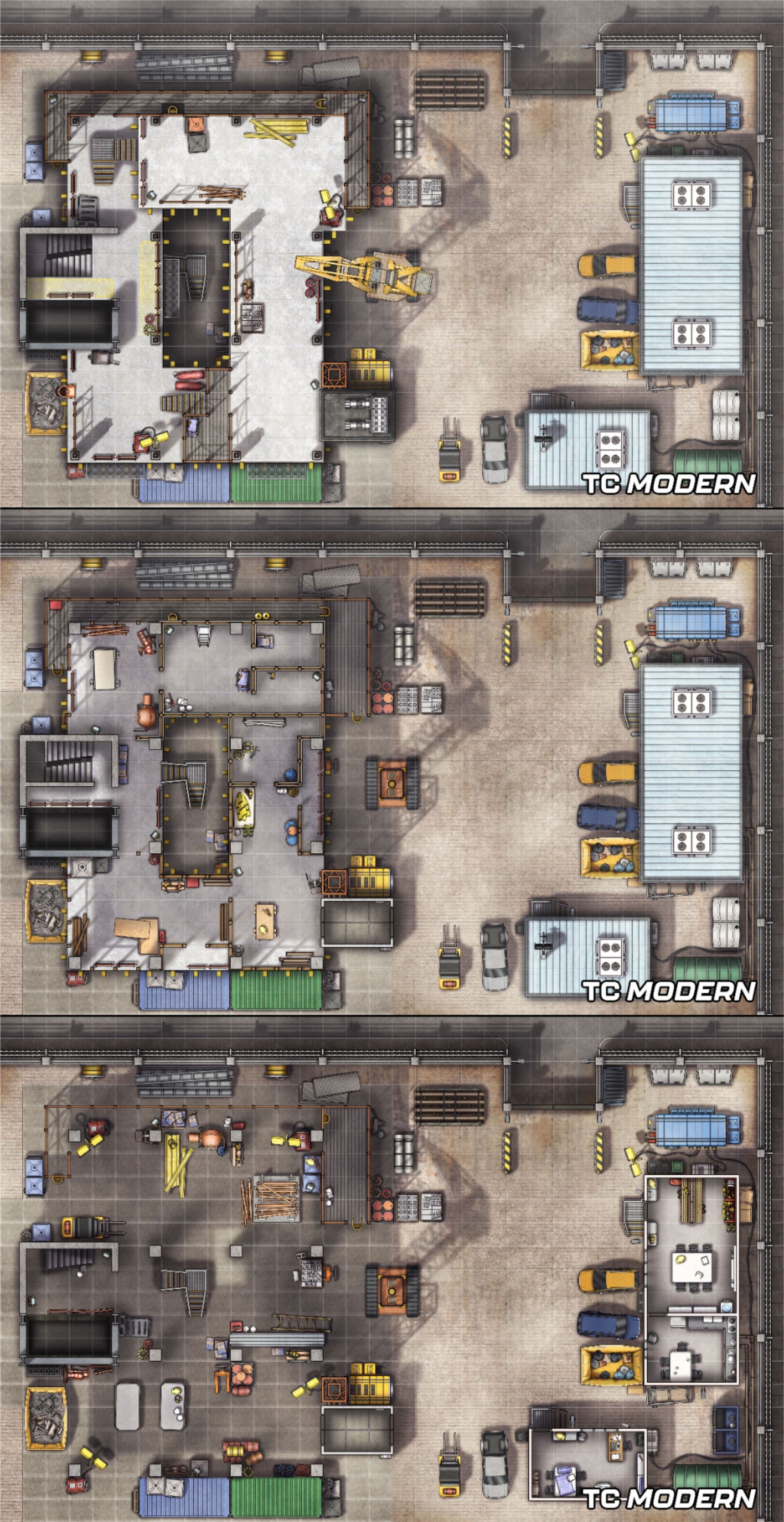 modern construction site map, carte de JDR moderne (2111×4097 pixels) — battlemap pour Roll20 et Foundry VTT.