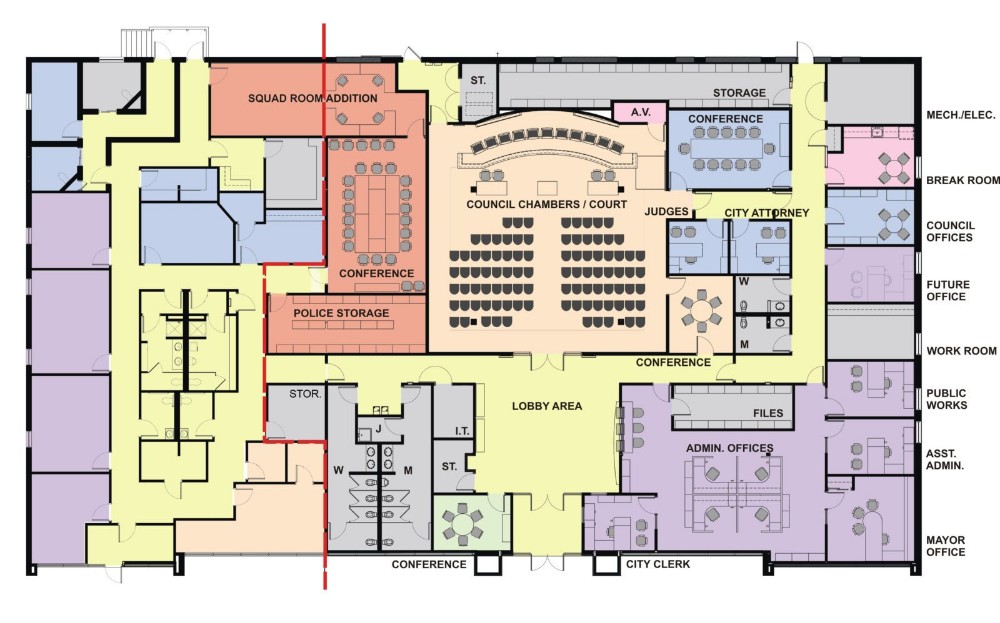modern courthouse map, carte de JDR moderne (1000×623 pixels) — battlemap pour Roll20 et Foundry VTT.