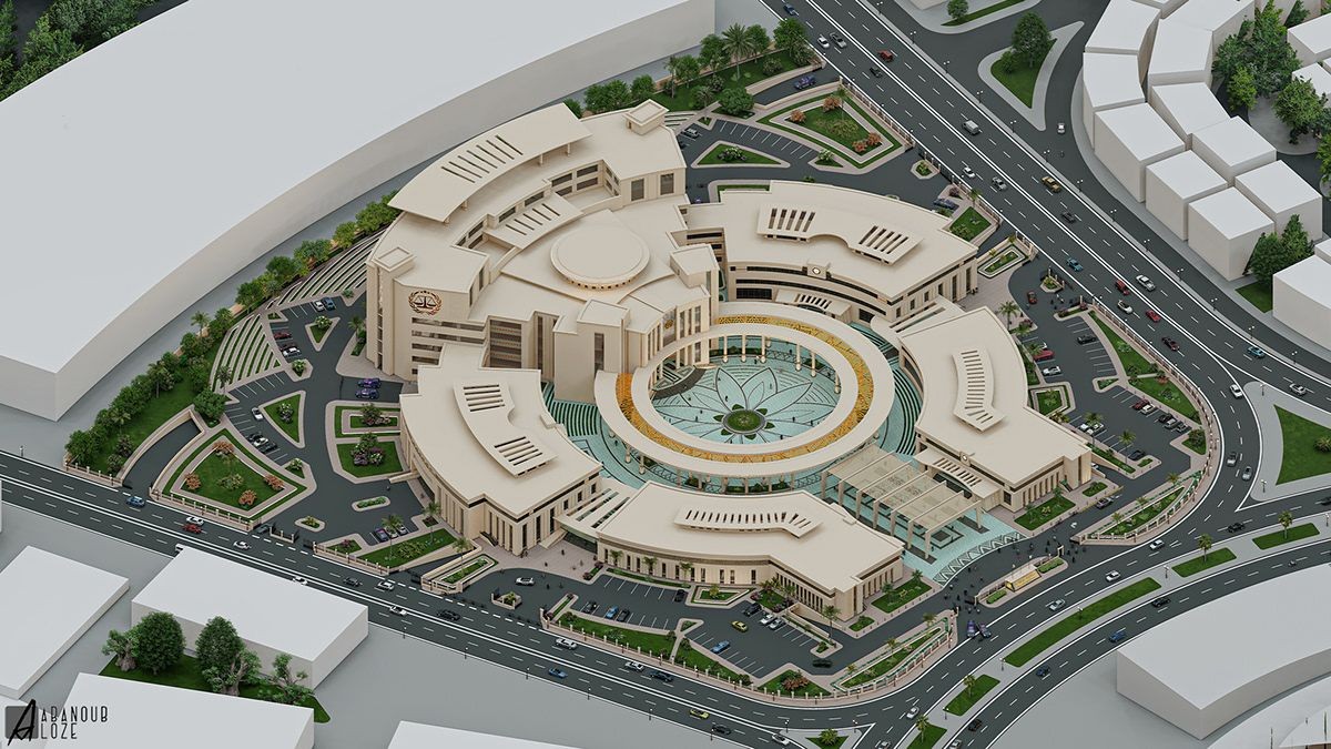 modern courthouse map, carte de JDR moderne (1200×675 pixels) — battlemap pour Roll20 et Foundry VTT.