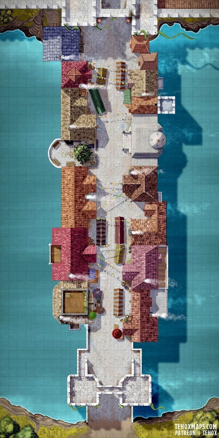 modern docks map, carte de JDR moderne (736×1472 pixels) — battlemap pour Roll20 et Foundry VTT.