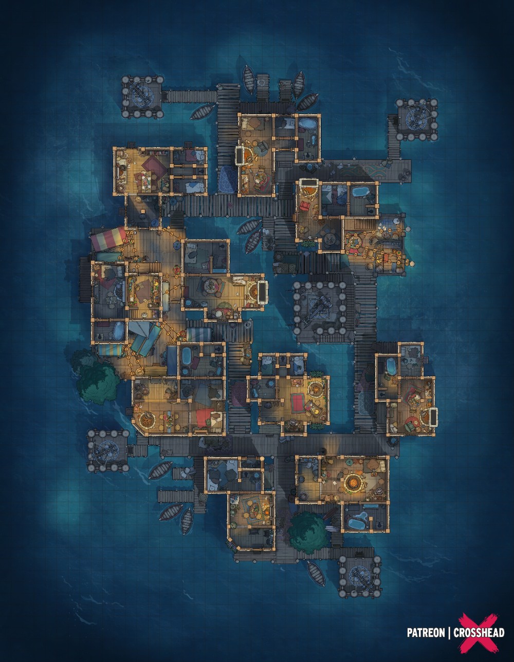 modern docks map, carte de JDR moderne (1000×1288 pixels) — battlemap pour Roll20 et Foundry VTT.