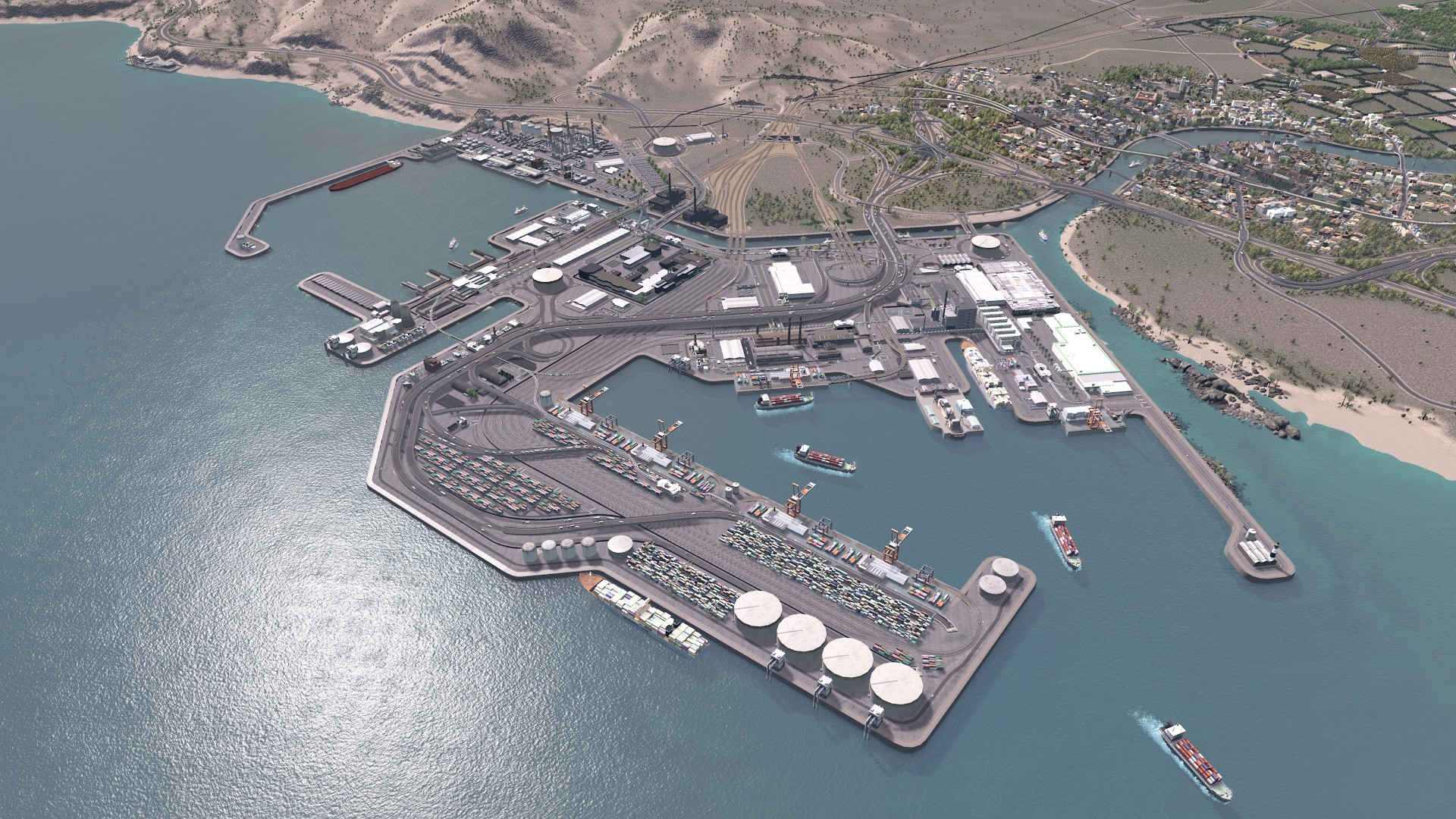modern docks map, carte de JDR moderne (1920×1080 pixels) — battlemap pour Roll20 et Foundry VTT.