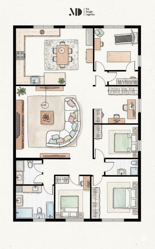 modern home map, carte de JDR moderne (640×1024 pixels) — battlemap pour Roll20 et Foundry VTT.