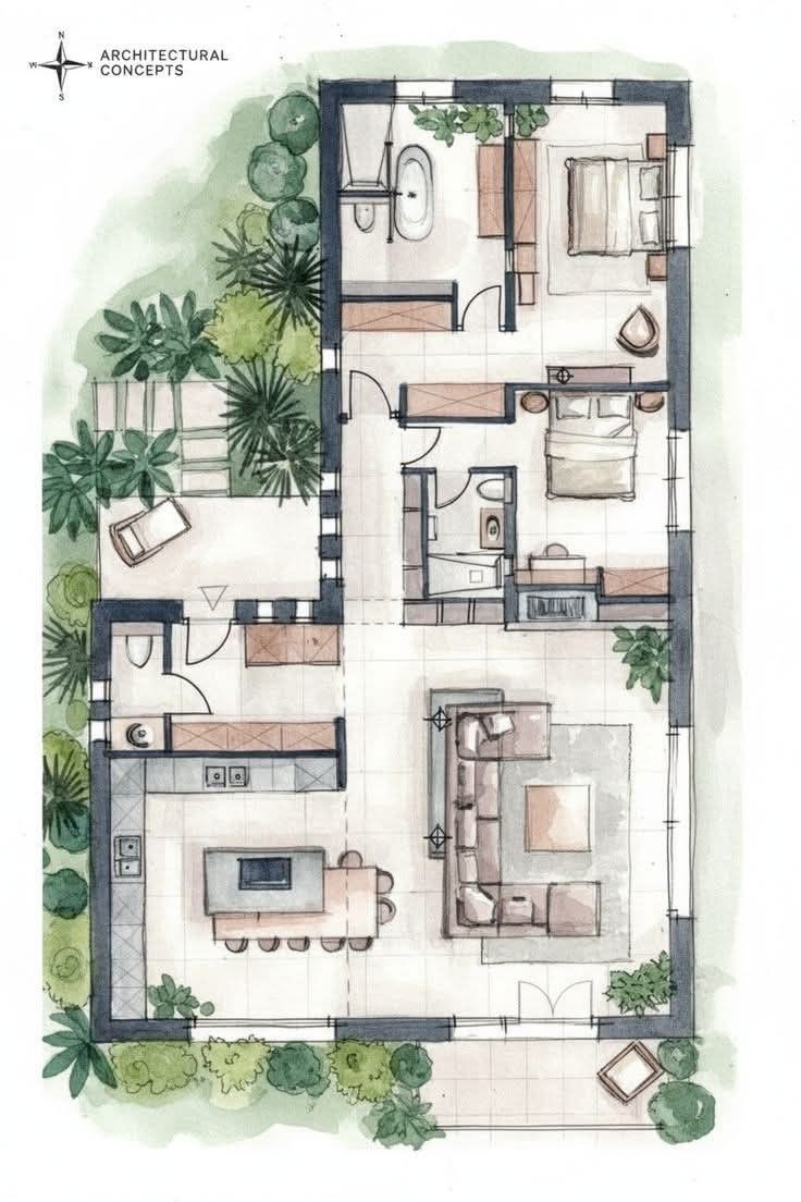 modern home map, carte de JDR moderne (736×1104 pixels) — battlemap pour Roll20 et Foundry VTT.