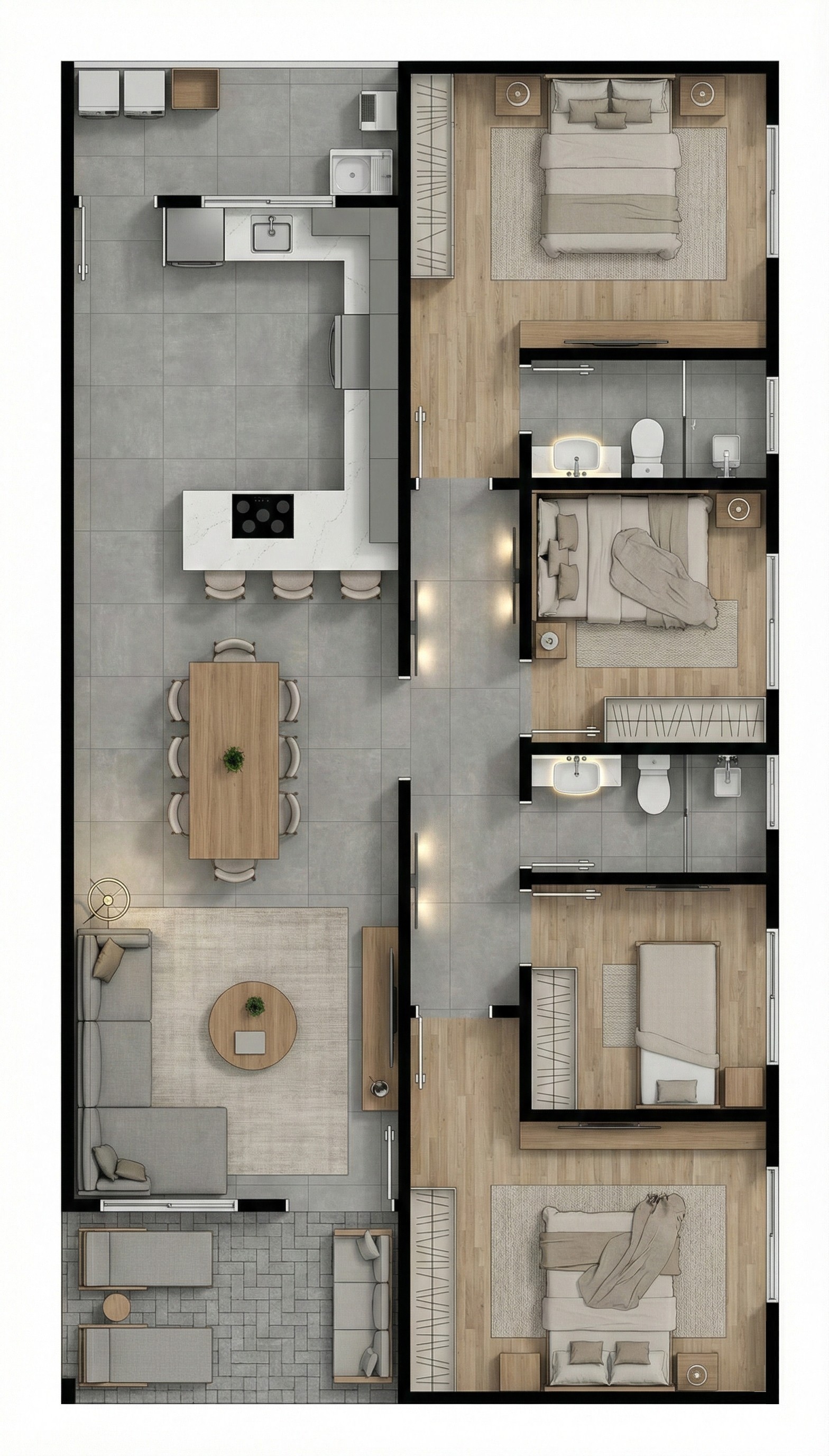 modern home map, carte de JDR moderne (1568×2752 pixels) — battlemap pour Roll20 et Foundry VTT.