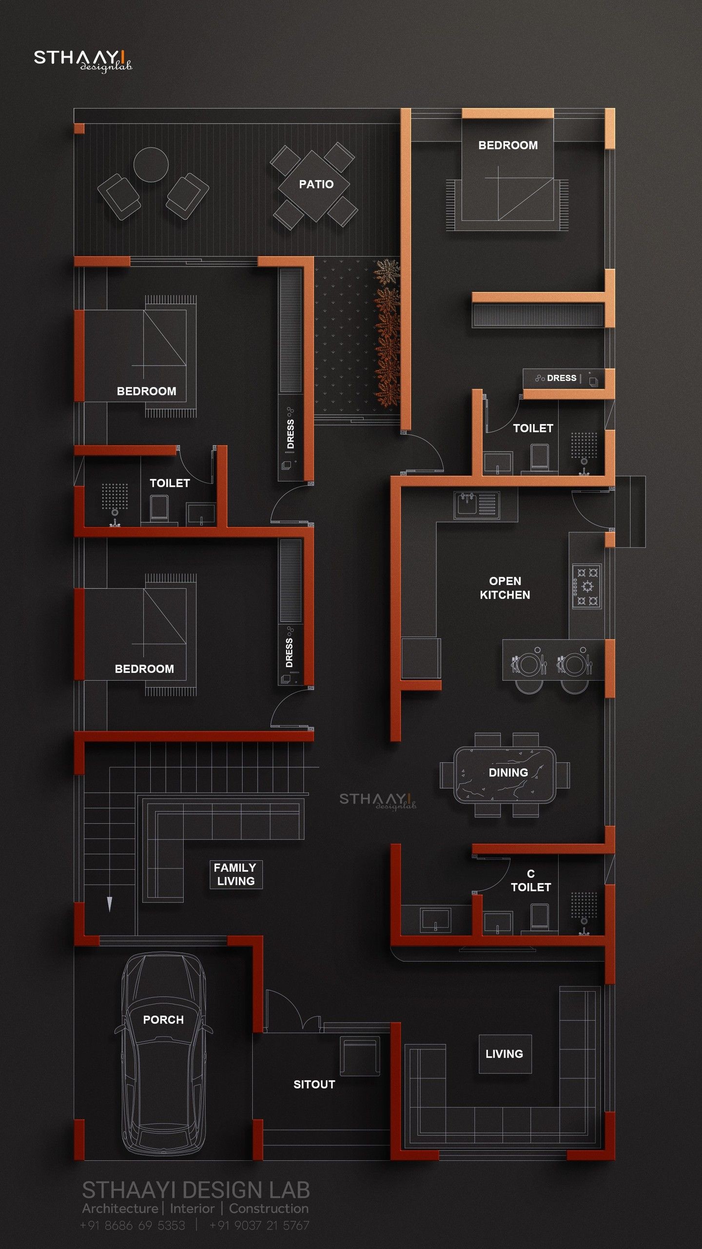 modern home map, carte de JDR moderne (1440×2560 pixels) — battlemap pour Roll20 et Foundry VTT.